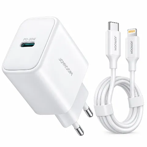 طقم شاحن جوي روم بقدرة 20W مع كابل Type-C إلى Lightning JR-TCF20EU